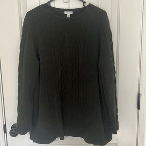 Dark Green J.Jill Chenille cable knit sweater, 2X